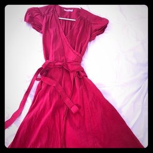 Calypso red silk wrap dress